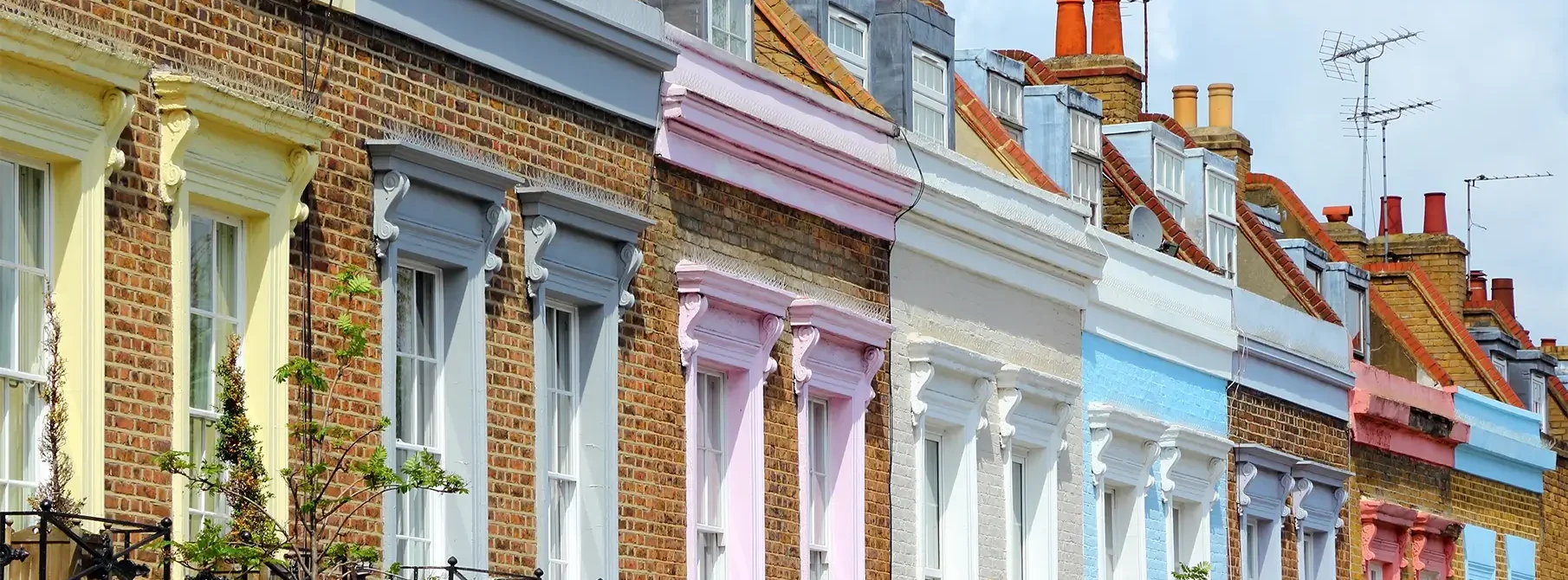 A row of colourful houses